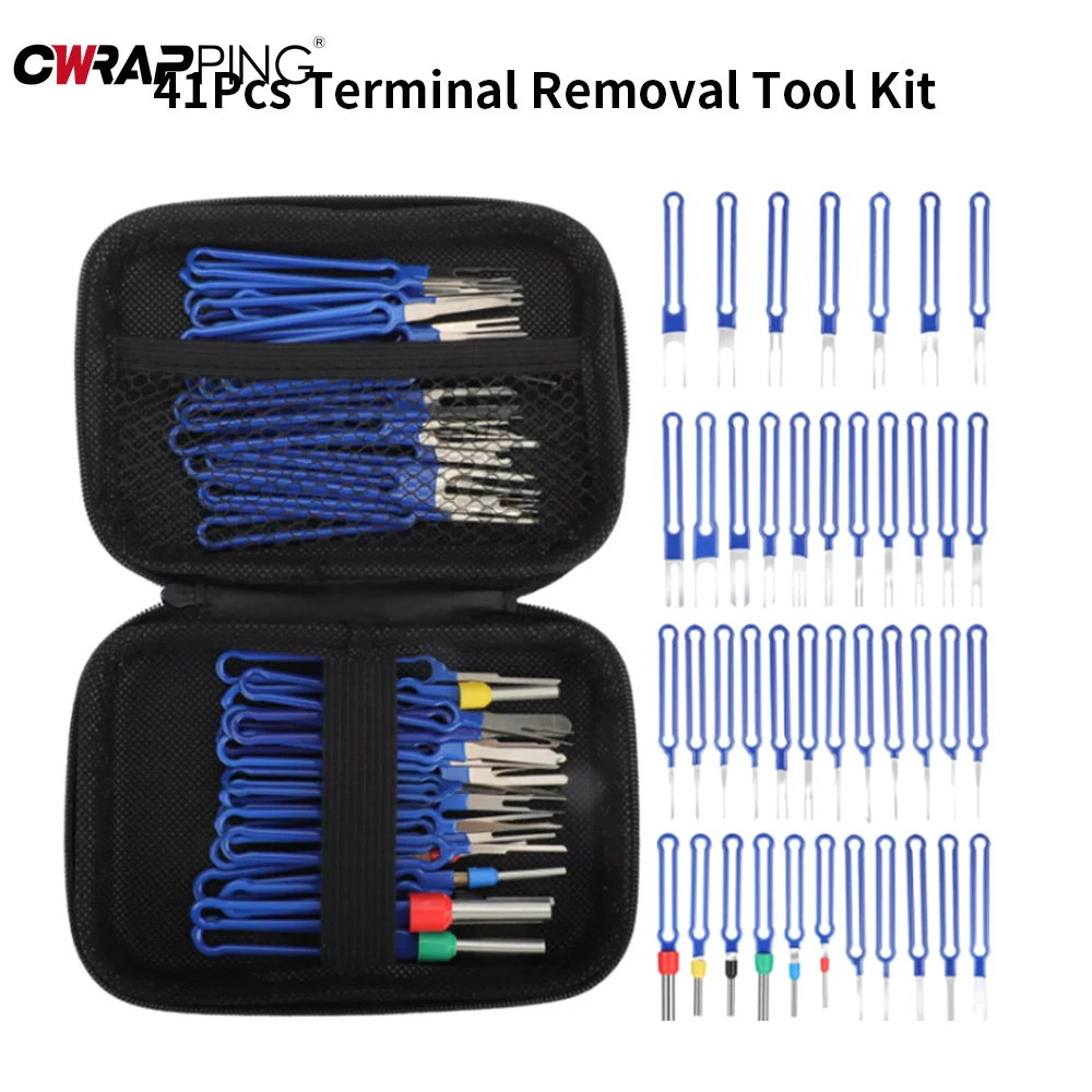 41pcs set Car Terminal Removal Electrical Wiring Crimp Connector Pin Extractor Kit Automobiles Terminal Repair Hand Tools