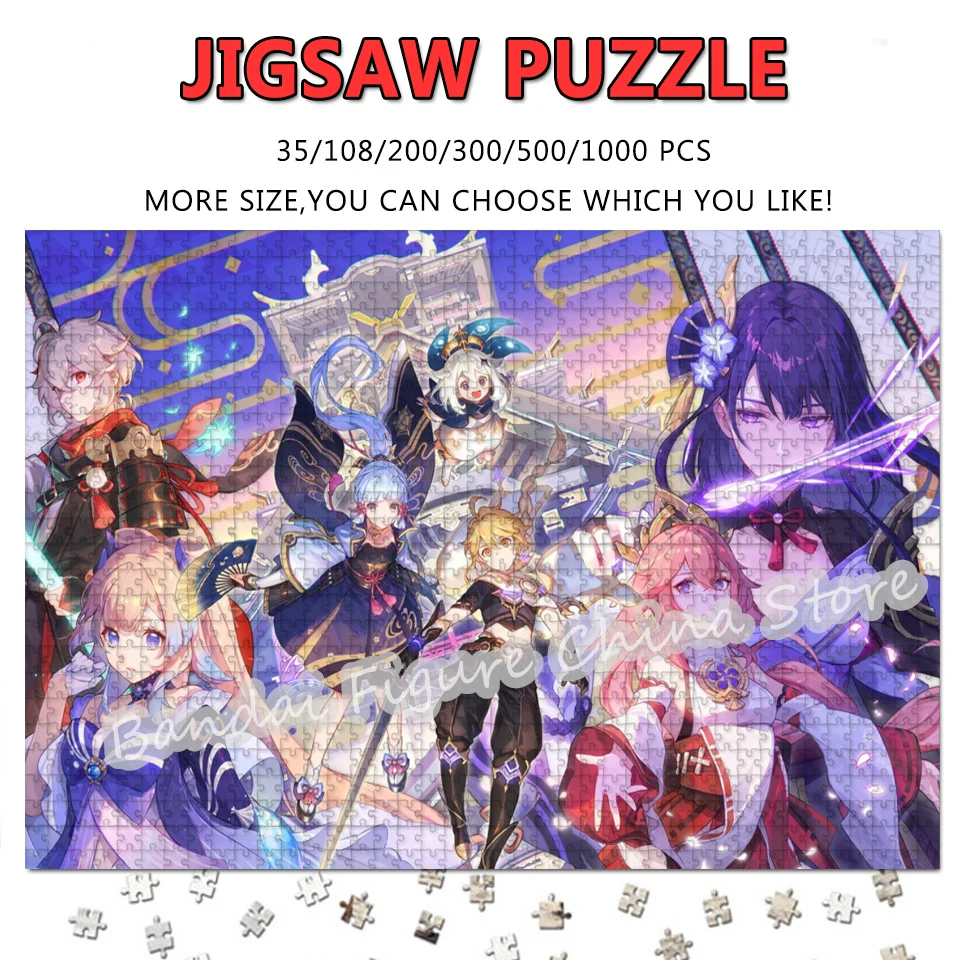 

Game Video Print Puzzles Genshin Impact 108/200/300/500/1000 Pieces Jigsaw Puzzles for Adult Decompress Toys Gifts