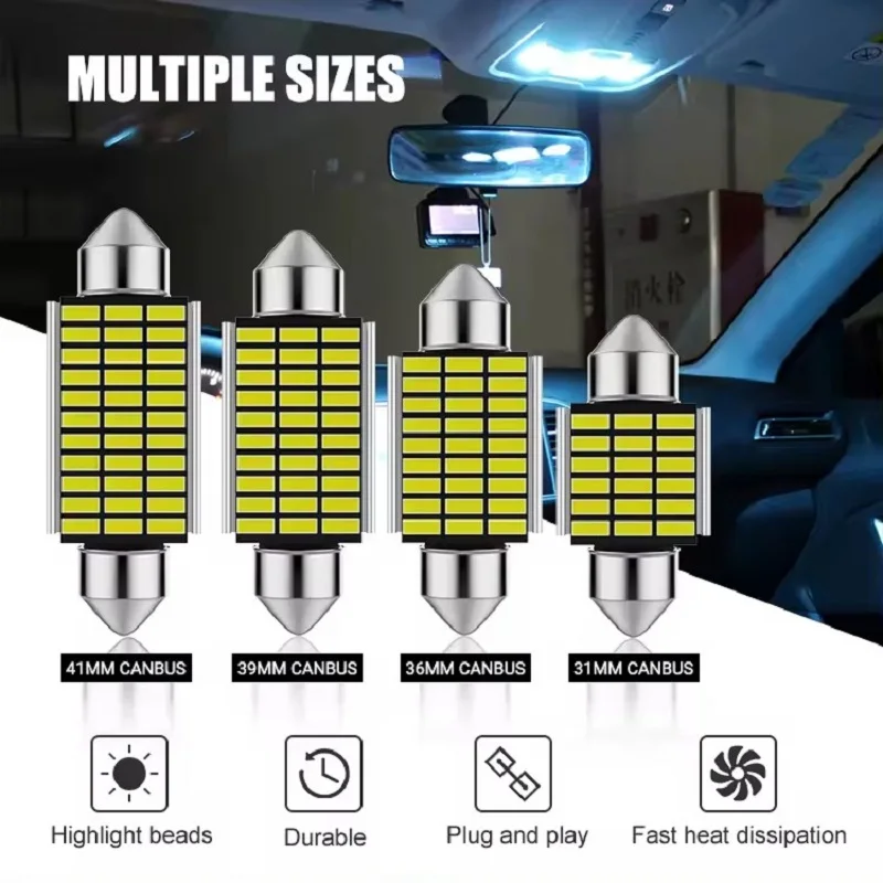 8 pcs Festoon 31mm 36mm 39mm 41mm High Quality Super Bright LED Bulb C5W C10W Car License Plate Light Auto Interior Reading Dome