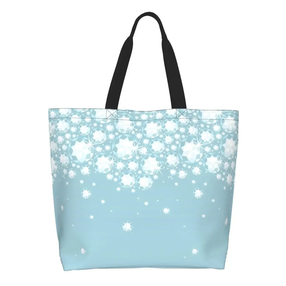 

Reusable Fashion Glitter Rhinestones Shopping Bag Women Canvas Shoulder Tote Bag Durable Crystals Diamonds Grocery Shopper Bags