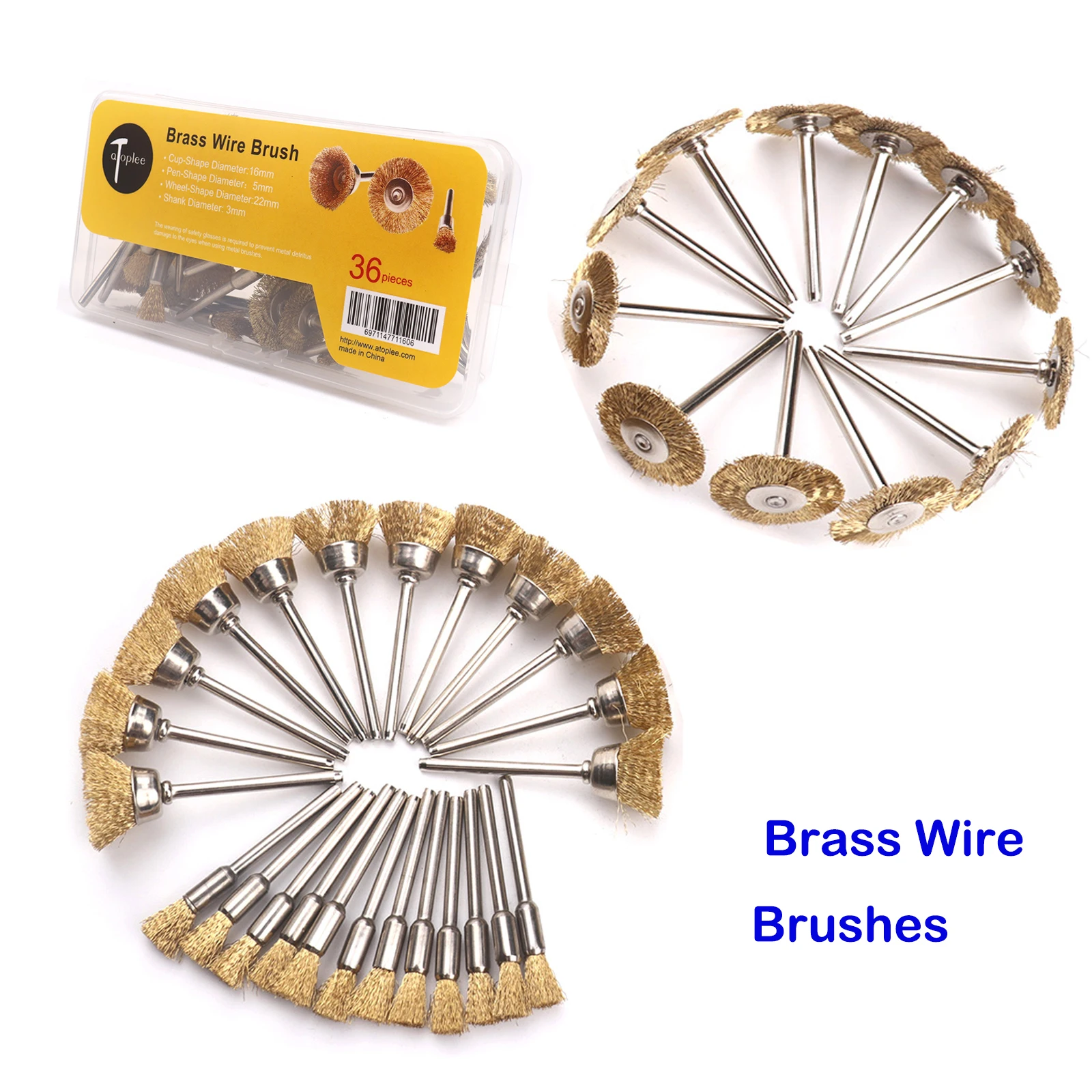 

36/45PCS Brass Wire Brush Wheel Polishing Grinder Accessories Rotary Electric Tool Kit For Engraver Steel Polishing Grinding