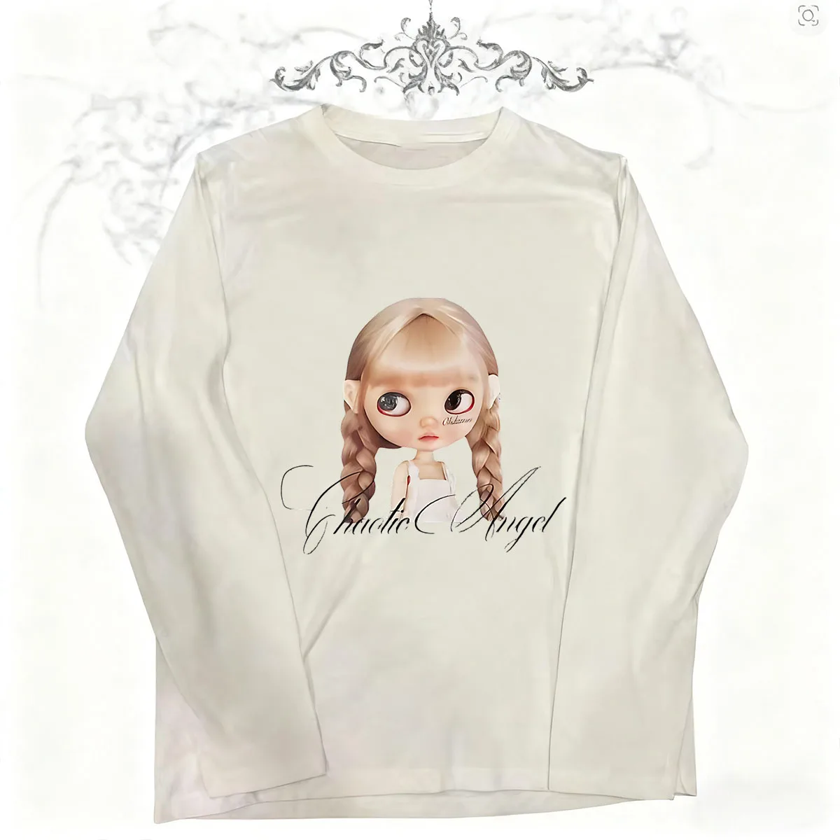 

Harajuku Emo 90s Vintage Clothes for Women Kpop Goth Trashy Y2k 2000s Tops Female Clothing Long Sleeve Graphic Tees Y2k Kitty