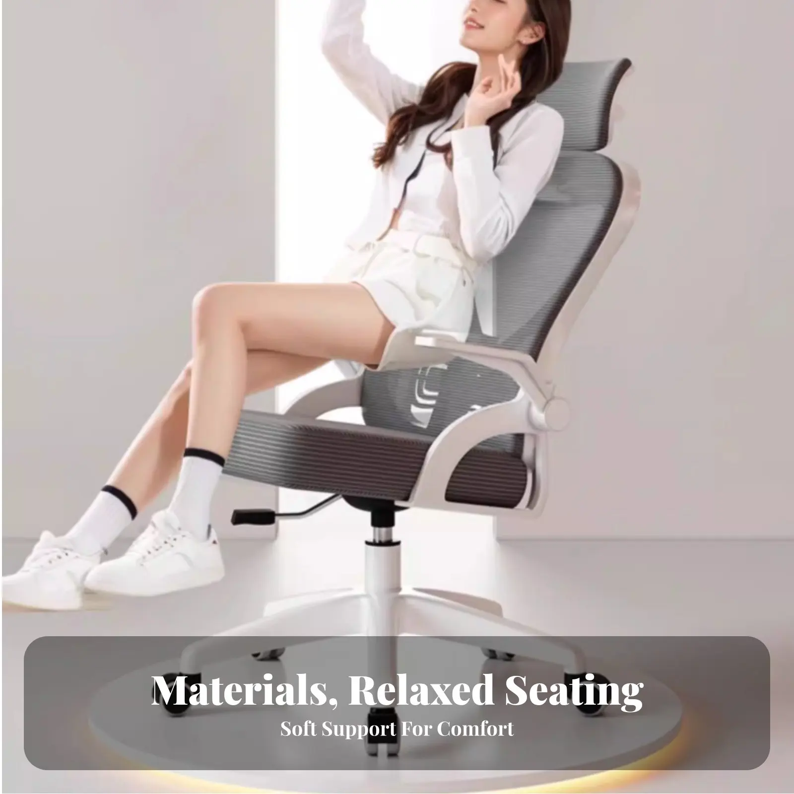 

Эргономичное кресло-реклайнер с высокой спинкой и сетчатой обивкой, регулируемое по высоте, с поворотным сиденьем, откидными подлокотниками и возможностью наклона на 35 градусов, для детей