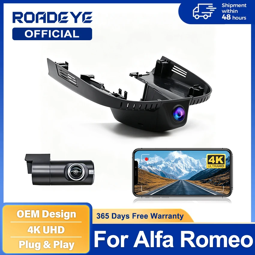 4K 2160P Plug and Play Car DVR Wifi Dashcam For ALFA ROMEO Giulia Quadrifoglio GTA Veloce Stelvio Quadrifoglio 2017-2024