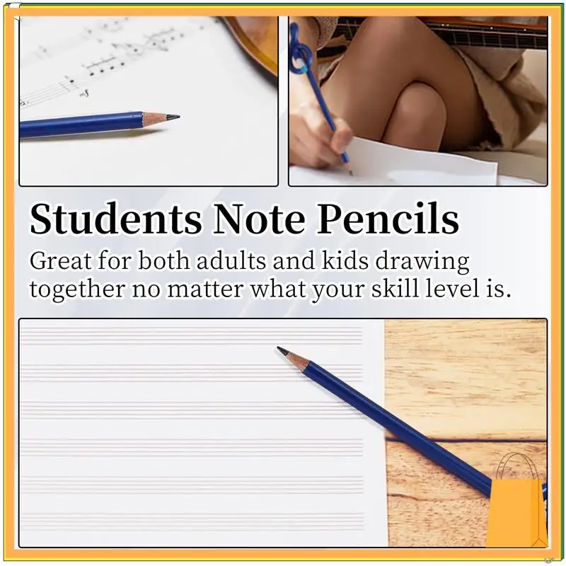 

L52A-Students Note Pencils Musical Note Pencils With Eraser Colorful Music Pencils Wooden Treble Clef Bent Pencil