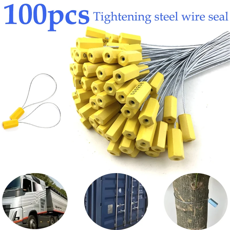 100pcs Cable Seals Stainless Steel Wire Heavy Duty Galvanized Tamper Proof Security Tags Shipping Container Lock Trailer Tag