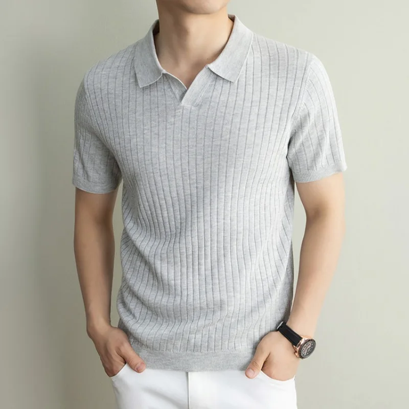 Linen Men's Polo Shirts Classic Old Money Style Short Sleeve T Shirt Soft Comfort Daily