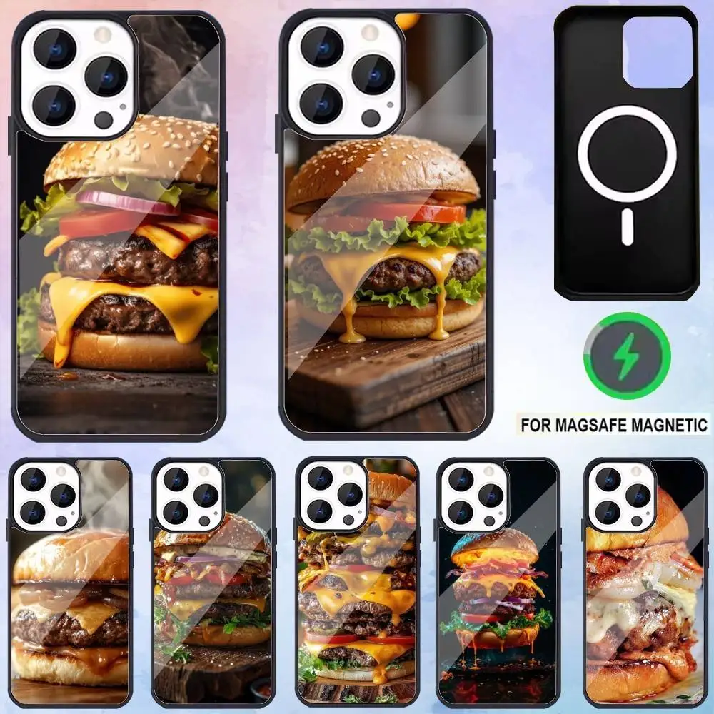 

Delicious, juicy big hamburger Phone Case For iPhone17,16,15,14,13,12,11 Plus,Pro Max Magnetic Magsafe Wireless Charging