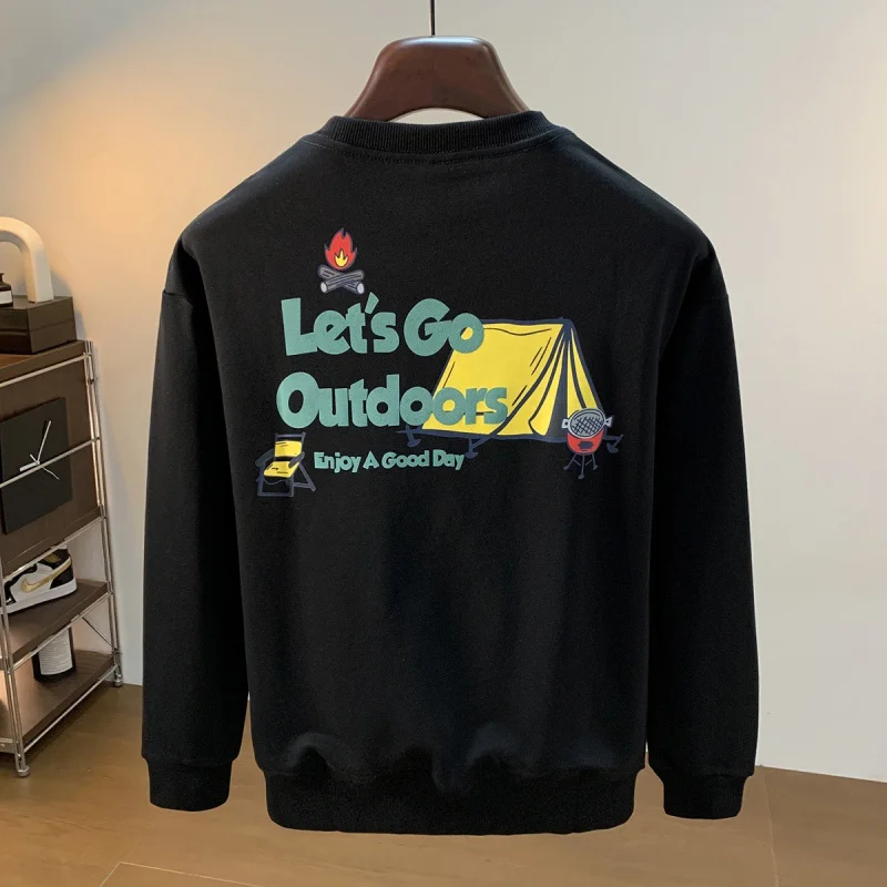 

Модная мужская толстовка с капюшоном, модная новинка 2025, осенний принт, повседневный универсальный базовый слой с длинными рукавами, топ