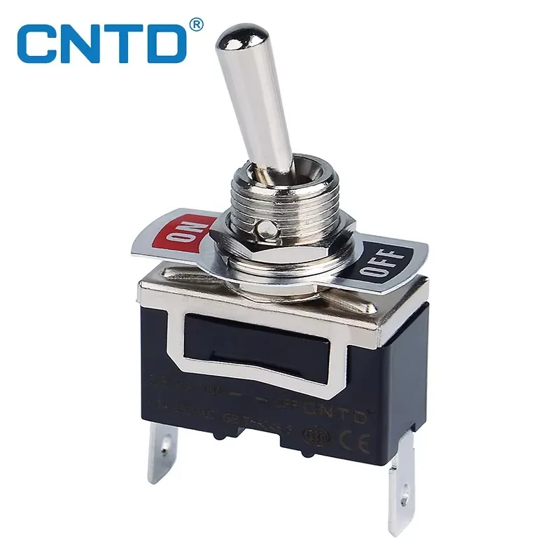 CNTD C511A C5R11A Toggle Switch 2-Pin 2-Position SPST ON-OFF 15A 250VAC Quick Terminal #250 Self-Locking/Momentary Optional Boot