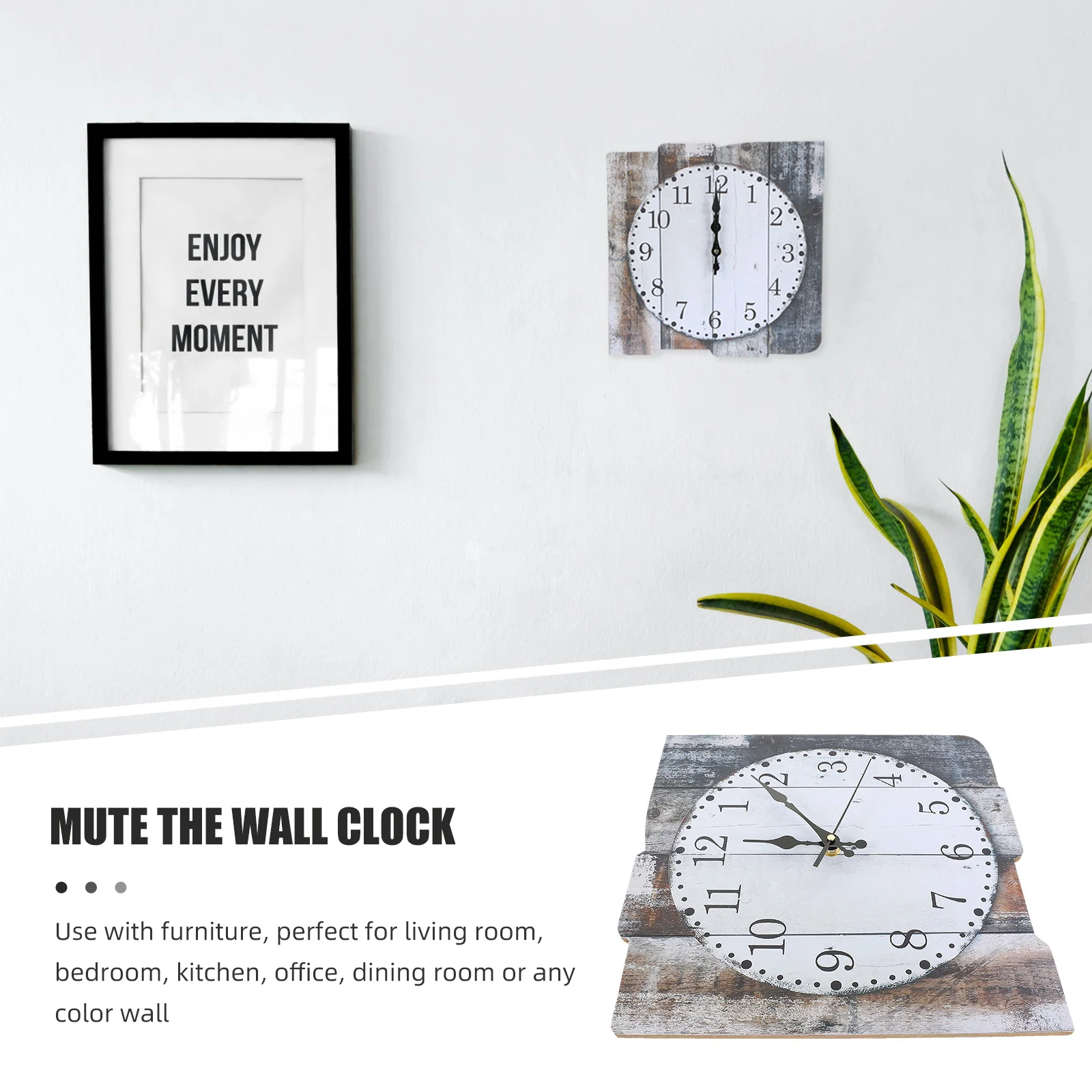

Vintage Density Board Wall Clock Wooden Silent Hanging Non-Ticking Wall Clock Home Decor Living Room Bedroom Home Decor