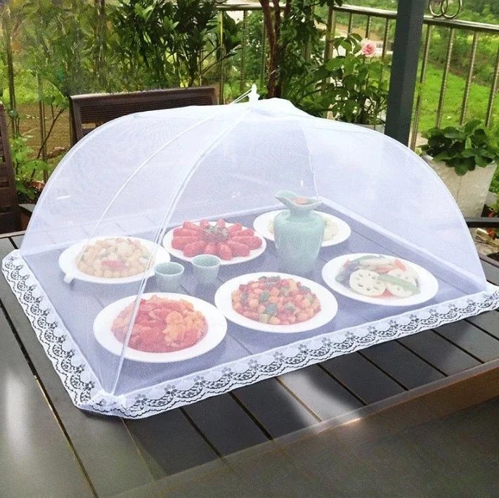 Foldable Food Mesh Cover Fly Anti Mosquito Pop-Up Food Cover Umbrella Meal Vegetable Fruit Breathable Cover Kitchen Accessories