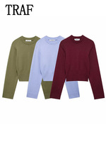 TRAF 2025 Knitting Sweaters for Women Casual Long Sleeve Sweater Autumn Long Sleeve Knitwear Pullover Top