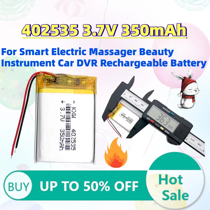 

High-Quality 402535 3.7V 350mAh Li-Polymer Batteries for Smart Electric Massager Beauty Instrument Car DVR Rechargeable Battery