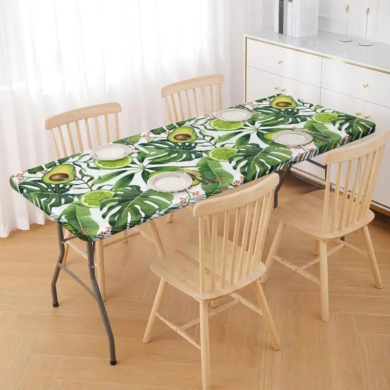 Picnic Table Tablecloth Waterproof Elastic Table Cloth for Party Decoration Picnic Camping Windproof Rectangle Table Cover