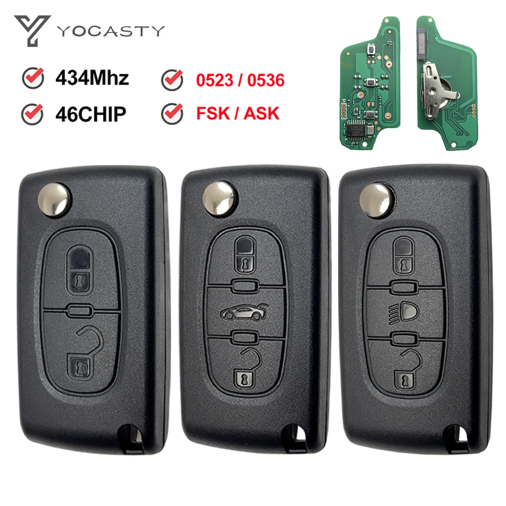 YOCASTY ASK FSK For Peugeot 207 307 308 407 607 807 For Citroen C2 C3 C4 C5 C6 Xsara Berlingo CE0536 CE0523 Flip Remote Car Key