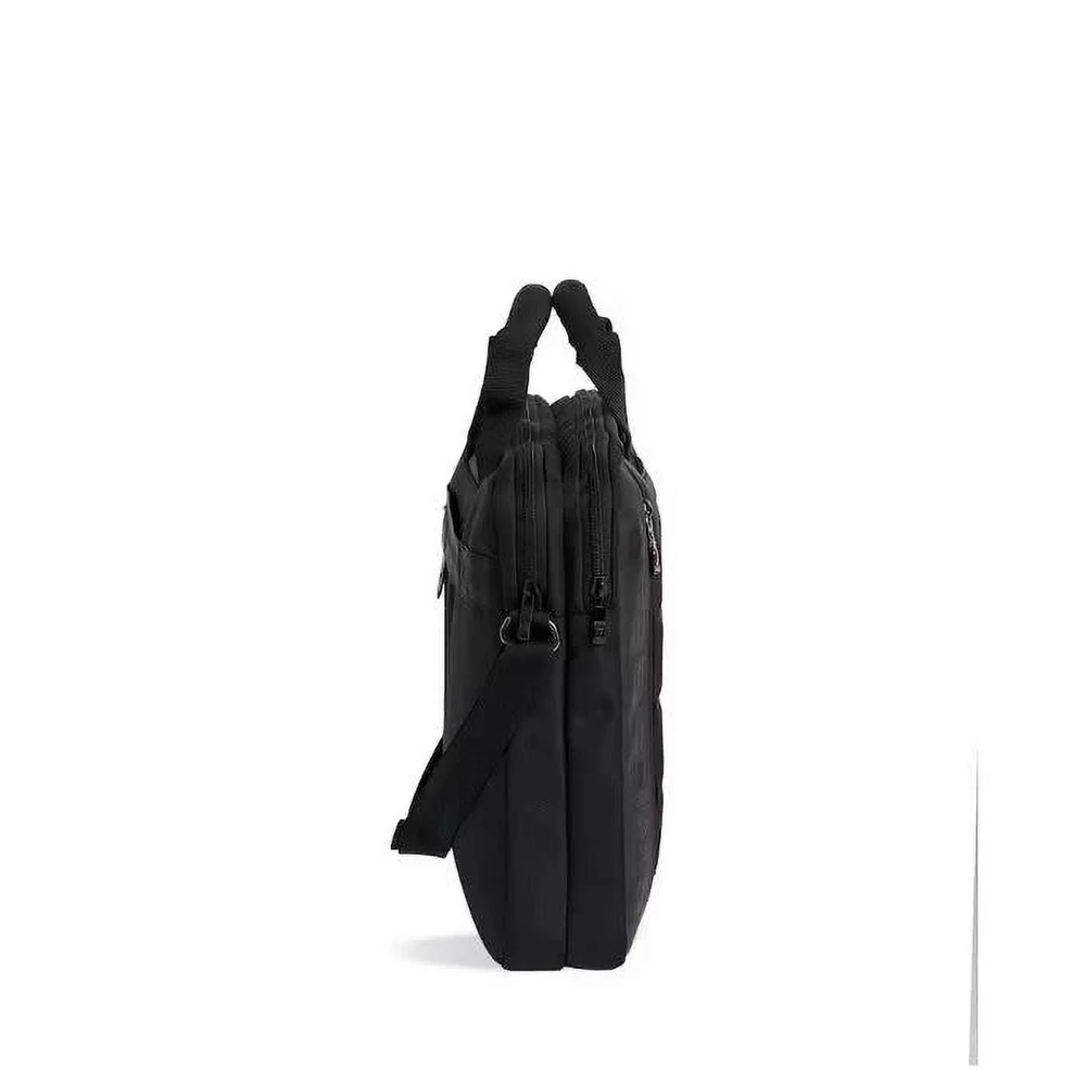 Borsa slimcase per laptop da 17 pollici Borsa multiscomparto in pelle poliestere Maniglia imbottita Tracolla regolabile Aggiungi una tracolla nera