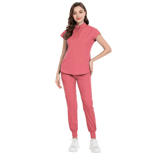 Imagen 2 del producto Tops + pantalón uniforme médico cirugía bata camisa de manga corta tienda de mascotas médico enfermera uniforme para enfermería conjunto mujer ropa de trabajo Scrub