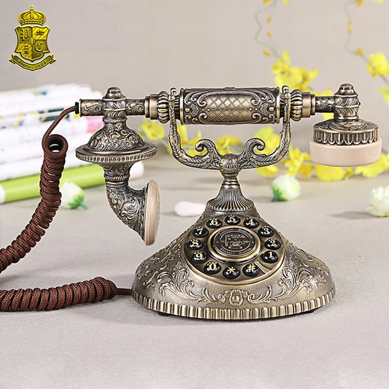 Corded Telephone European Telephone All Metal Vintage Ringtone Antique Landline For Bar Film Phone