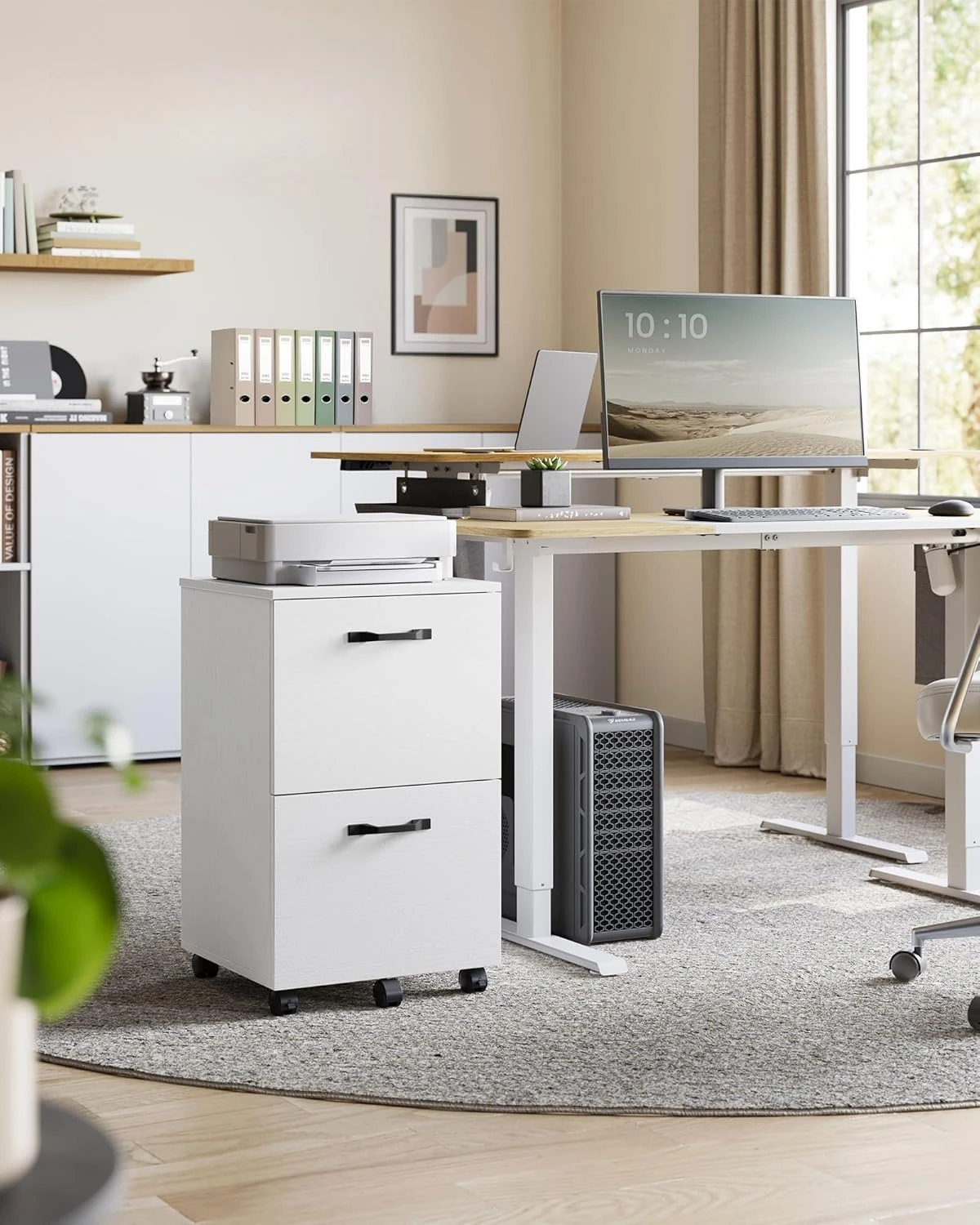 

2-Drawer File Cabinet,Small Rolling Filing Cabinet for Home Office,Printer Stand,15.7 x 16.5 x 27.6 Inches,Snow White UOFC040W46