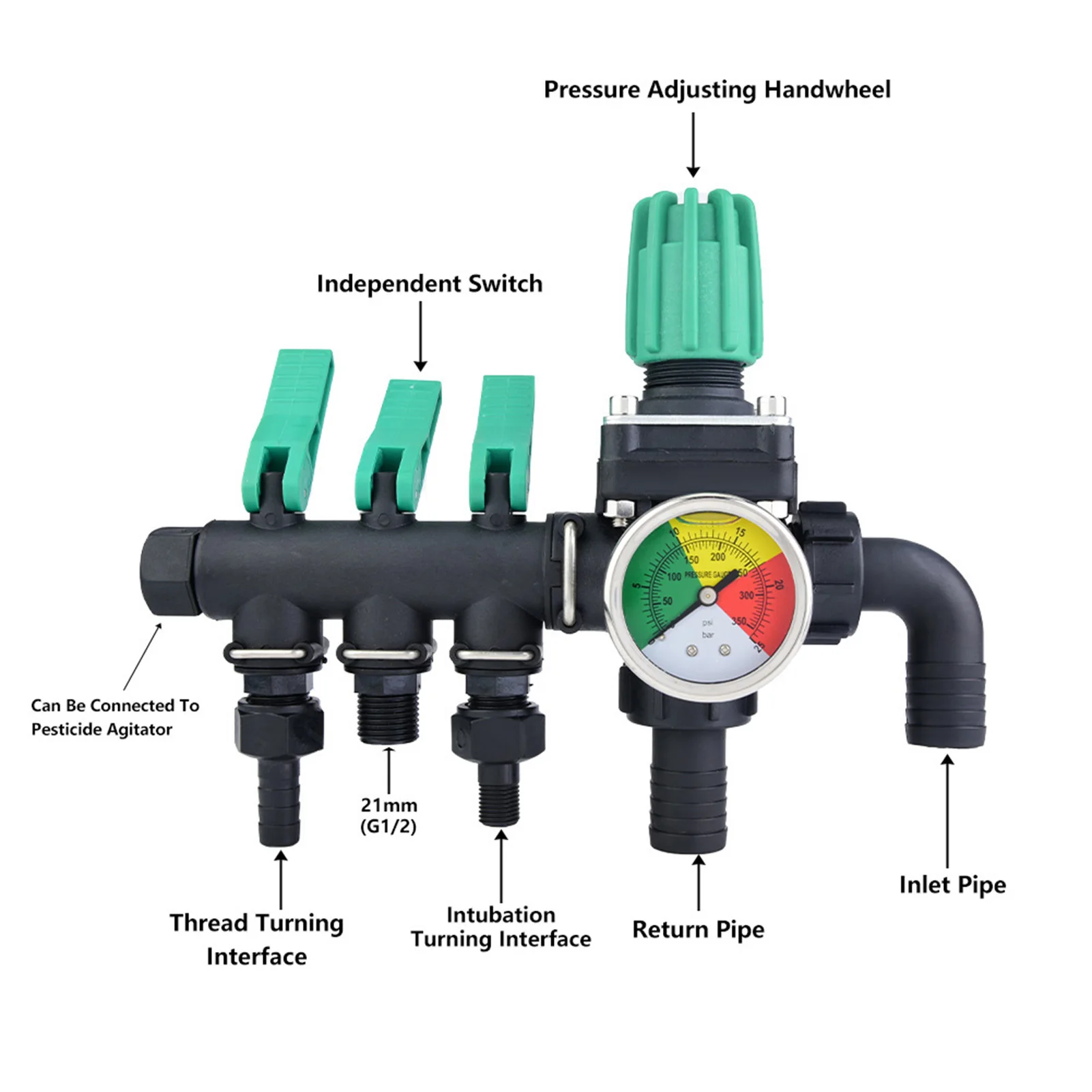Agricultural Sprayer Control Shut Off Valve 3 Way Water Splitter