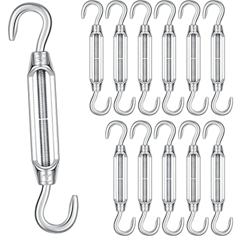 12 Pack M4 Hook And Hook Turnbuckle For Cable Wire Rope Tension Wire Rope Tension