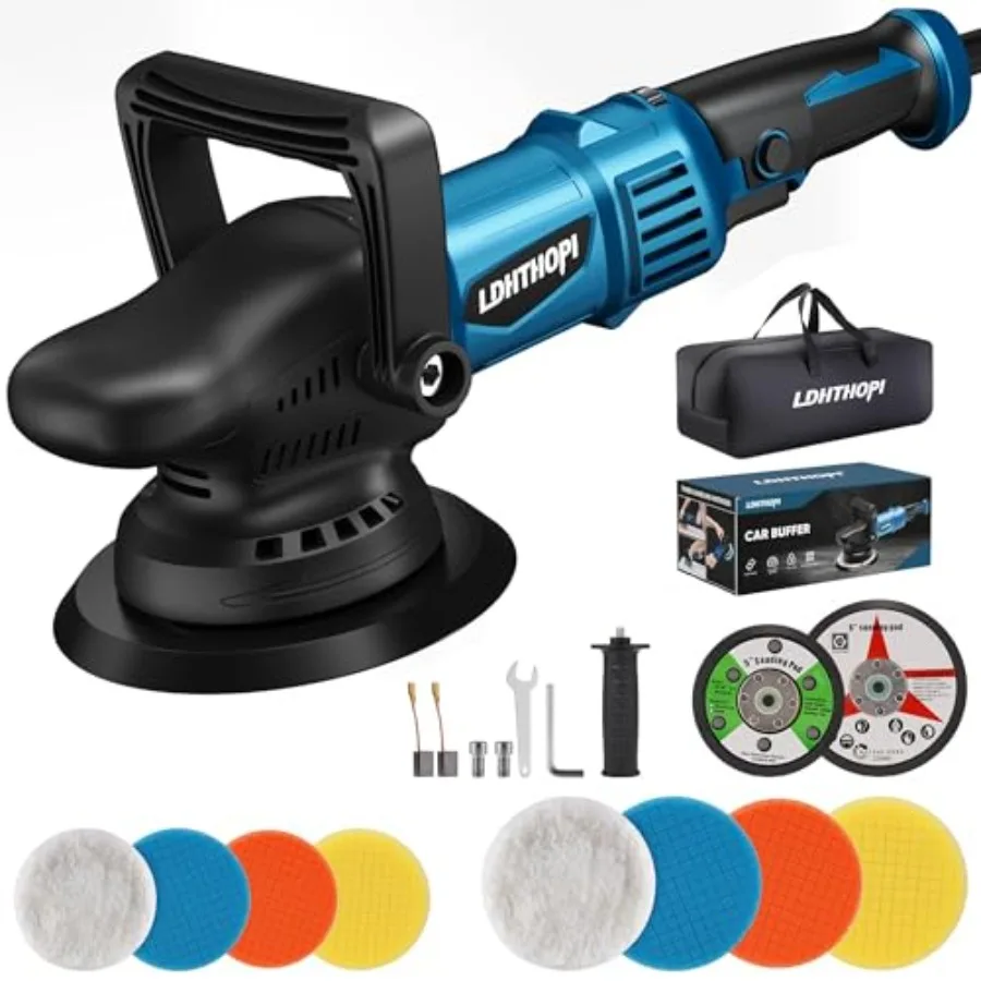 

Dual Action Polisher 980W 5/6 Inch 9MM Random Orbital Buffer Polisher for Car Detailing 2800-5800RMP 6 Variable Speed