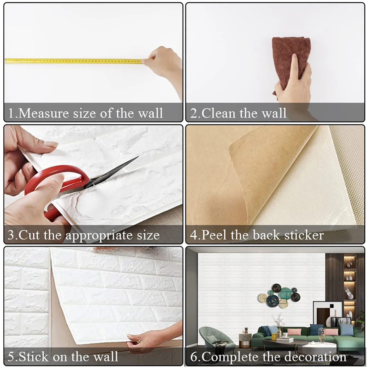 5/15/30 Pcs 35*38.5 CM 3D Brick Pattern Wall Sticker Imitation Brick Wall Decoration Waterproof Self Adhesive Wallpaper For Room