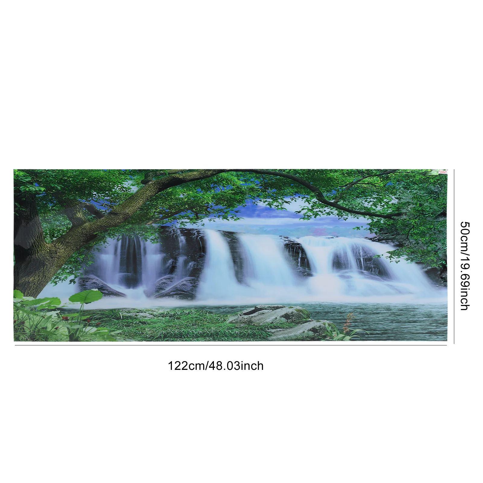 PVC Under Tree Waterfall Aquarium Background Poster Fish Tanks Wallpaper 122x50cm