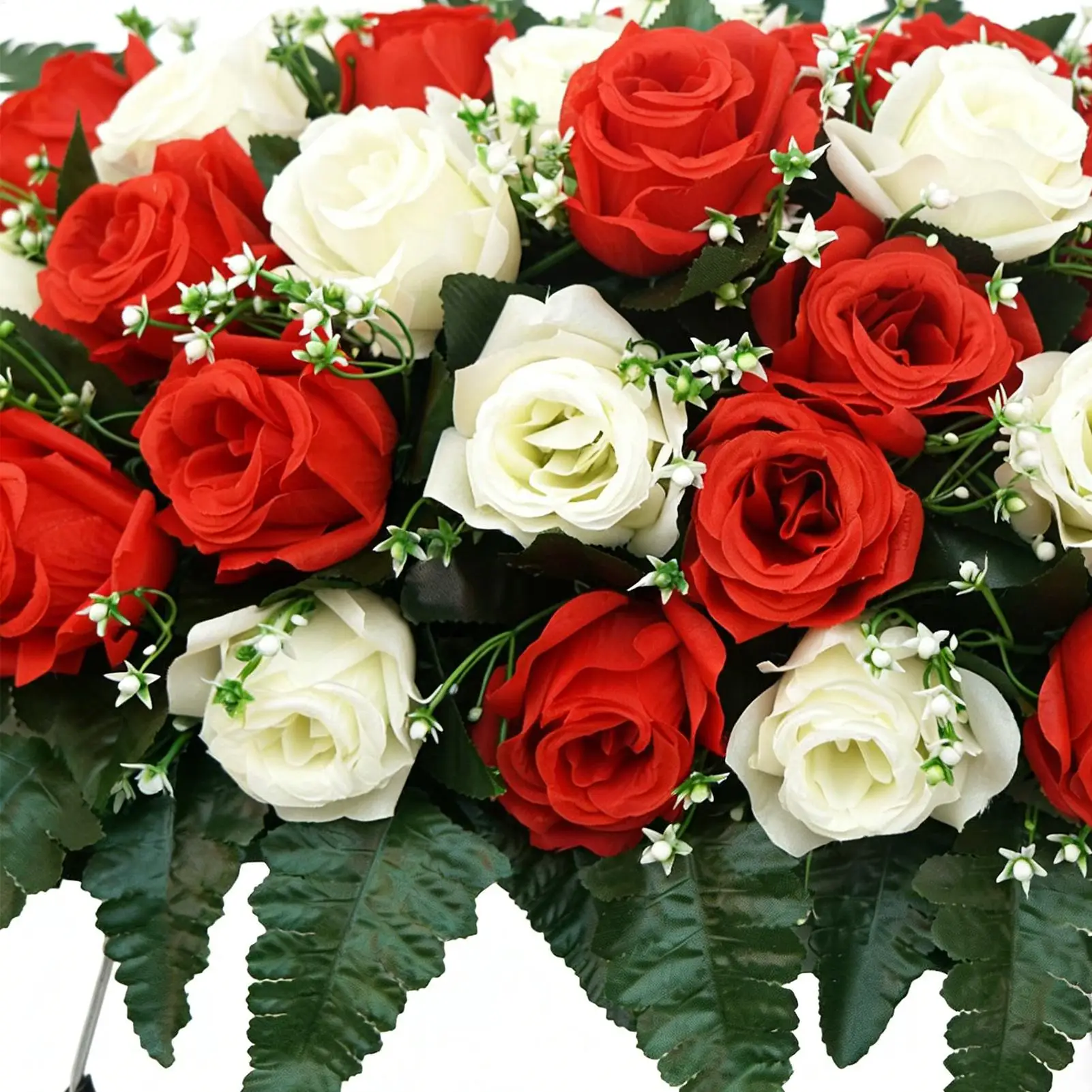 

Цветочная композиция на могилу: Шелковые розы для украшения кладбища, цветочные украшения на могилу ко Дню матери и Дню отца
