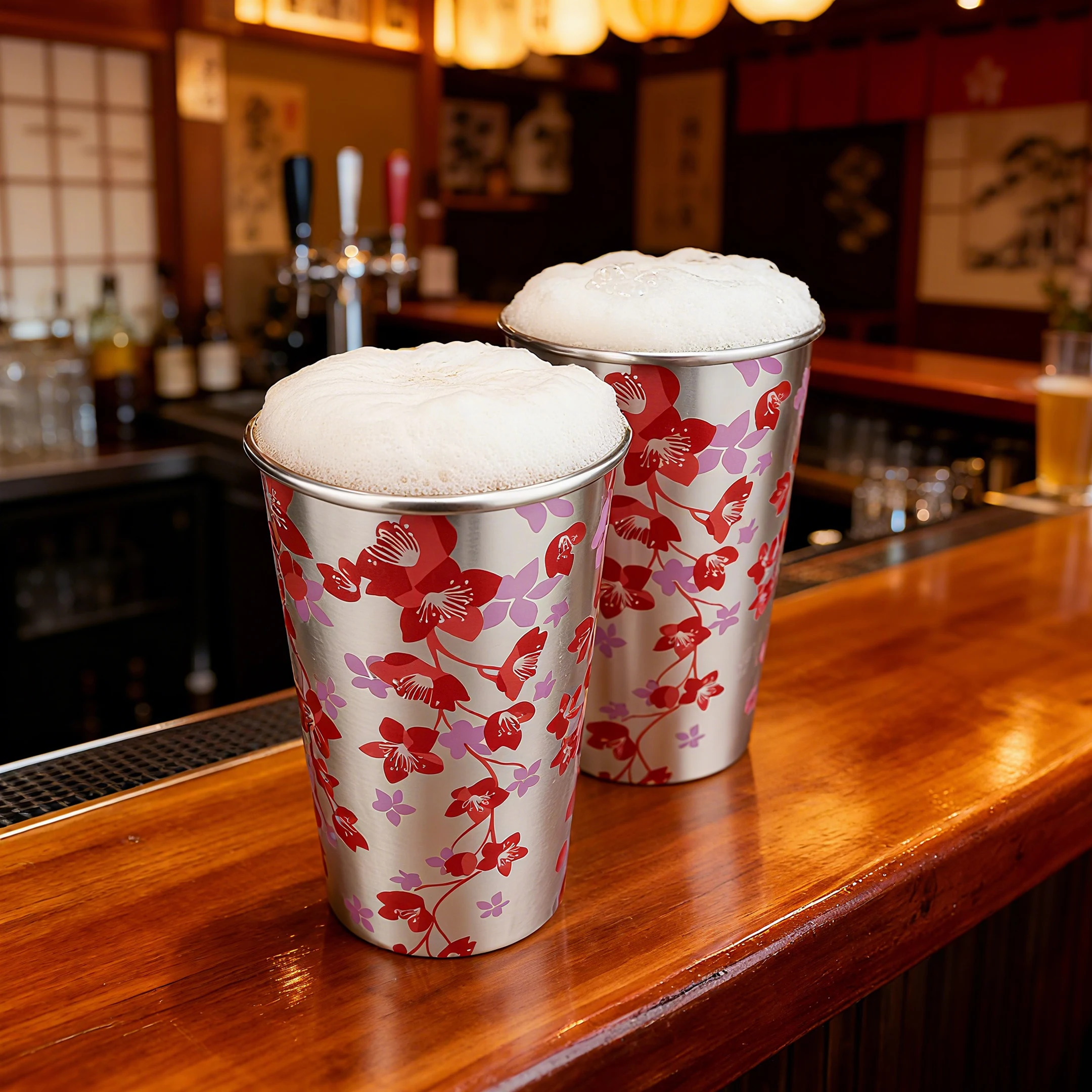 Japanese Style Color Changing Aluminum Cup Anti-fall Aluminum Beer Cup Metal Cola Cold Drink and Juice Cup For Bar Outdoor Home