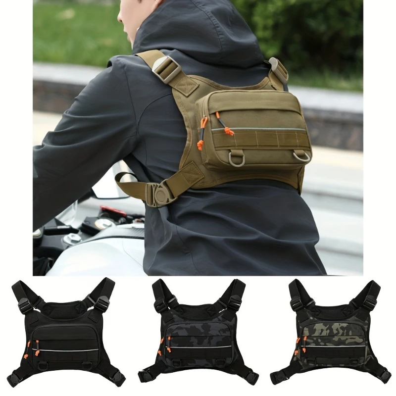 

Men's Chest Bag & Motorcycle Riding Bag, Multi-Pocket Tactical Backpack with Adjustable Strap, Suitable for Outdoor Adventure