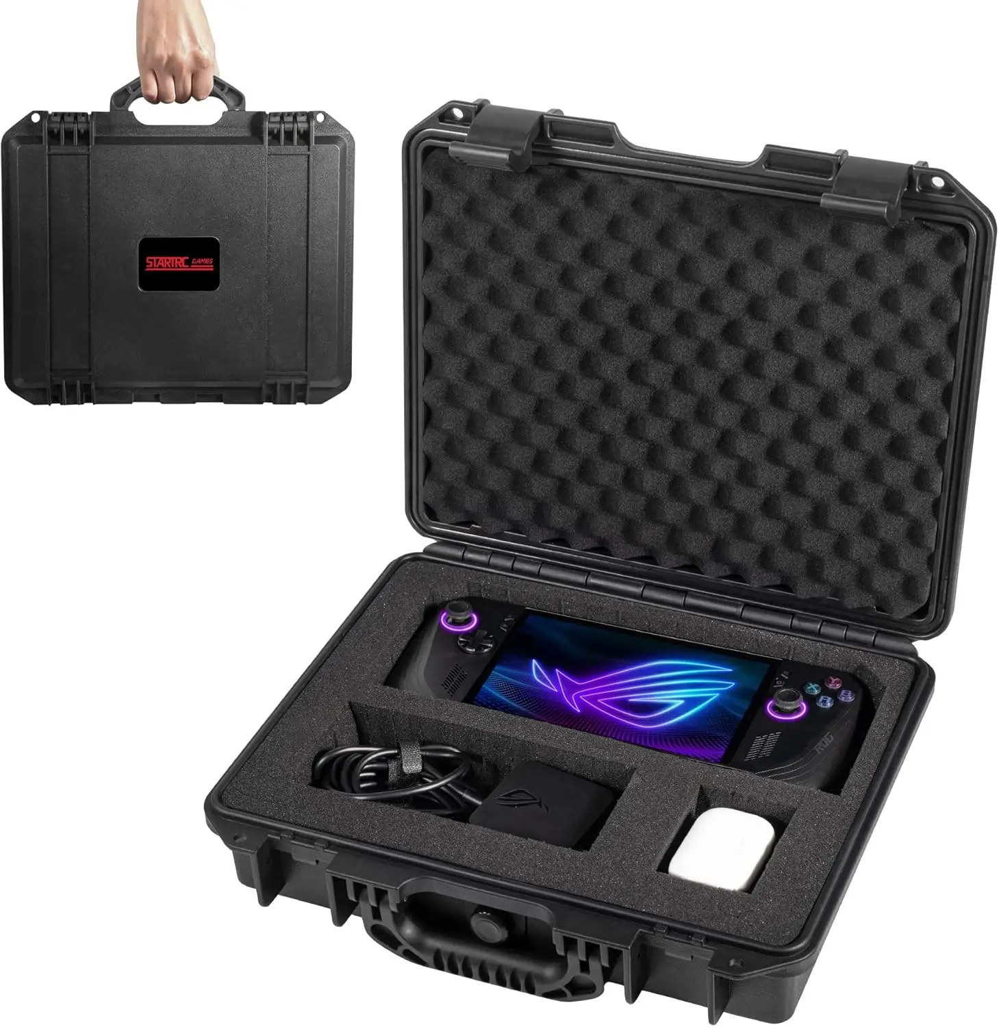 Carrying Case for ASUS ROG Ally X, Portable Storage Waterproof Hard Case for ASUS ROG Ally X with DIY Customizable Foam Insert