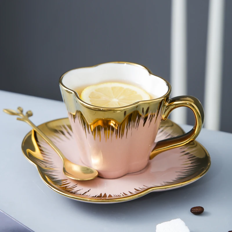 

European High-end Exquisite Household Ceramic Flower Petals Coffee Cup Dish Set Phnom Penh Afternoon Saucer Dish Tableware