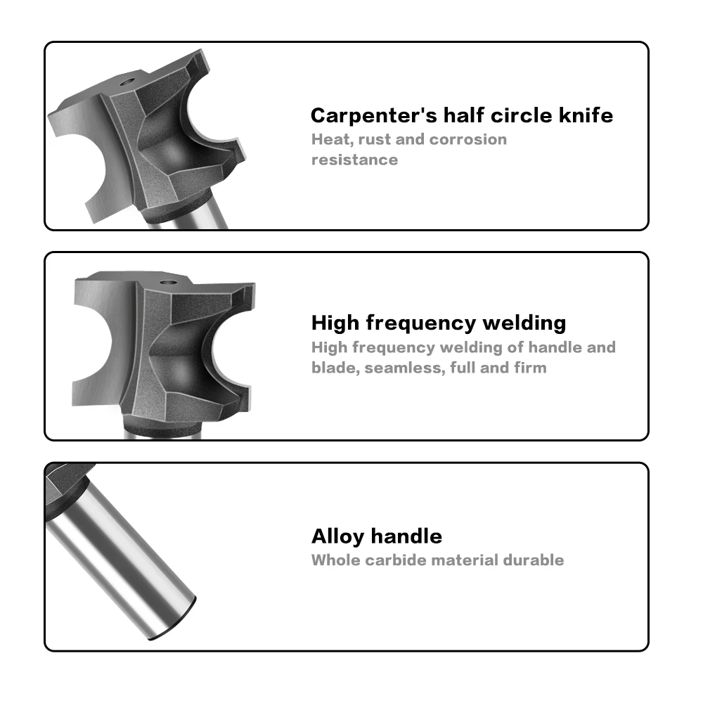 1PC Half Round Side Cutter BitHalf Round Side Cutter Bit Router Bit Router Bit 6mm shank 12mm shank Woodworking bits