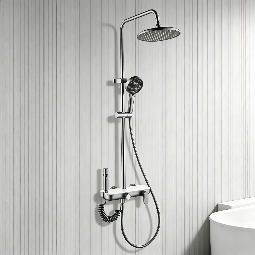 3-way/4-way Rainfall Bathroom Showers System Set Pressurized Bathroom Shower Faucet Set Shower Mixer Crane with Hand Shower Set