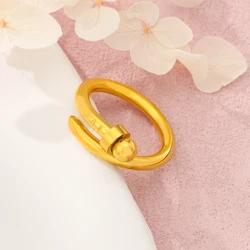 1 Piece Fashion Rings Nails Gold Color Stainless Steel Bracelets For Men's And Women's Couple Rings Jewelry