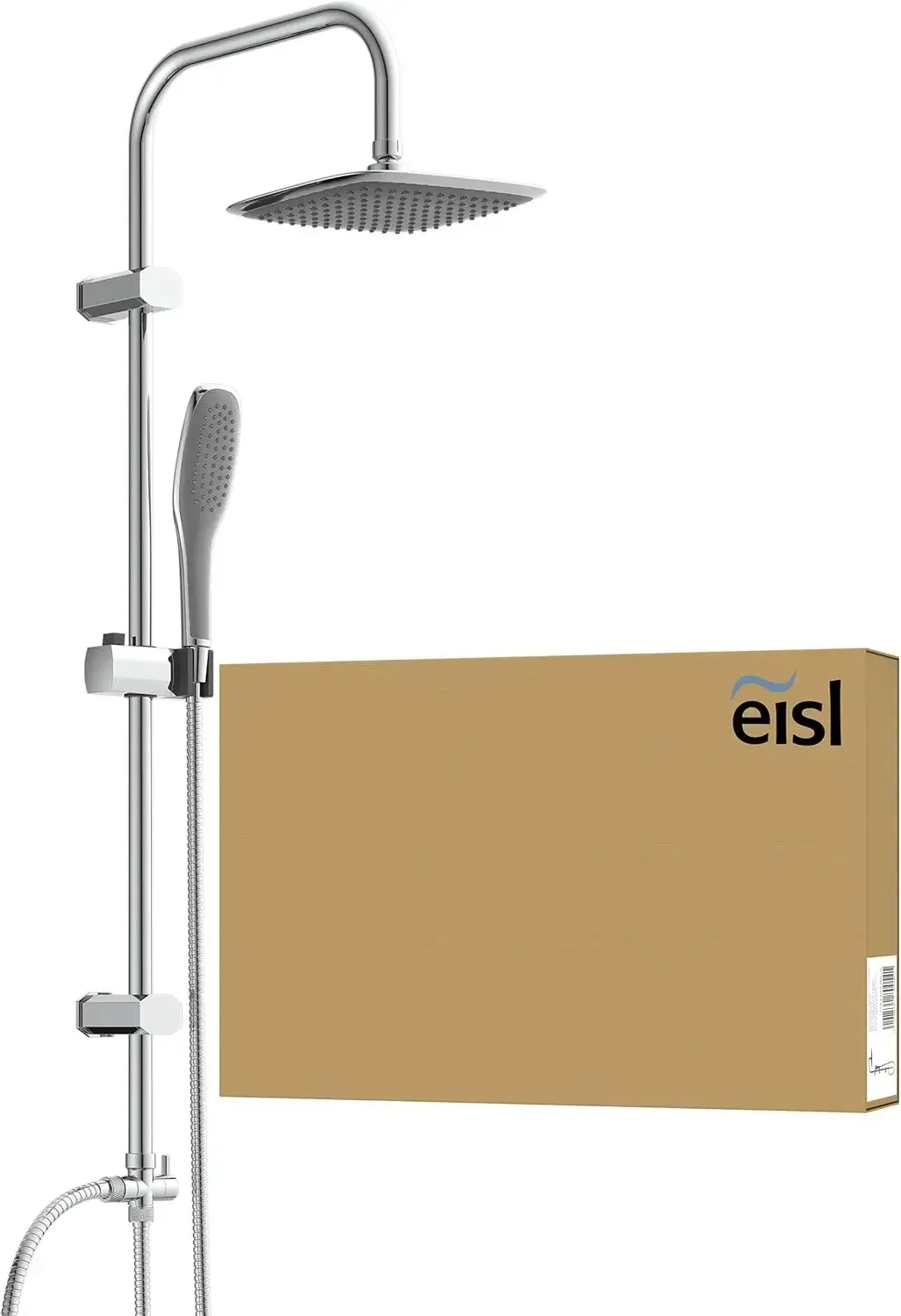 EISL Duschset EASY FRESH, Duschsystem ohne Armatur 2-in-1 mit großem Regendusche (250 x 200 mm) und