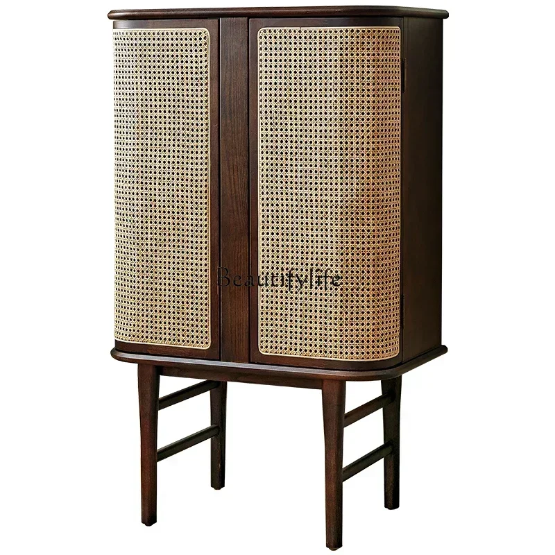 نمط جديد الشمال الرجعية خزانة تخزين جدار الروطان المنزلية الحديثة بسيطة خزانة جانبية ss 8617 #2