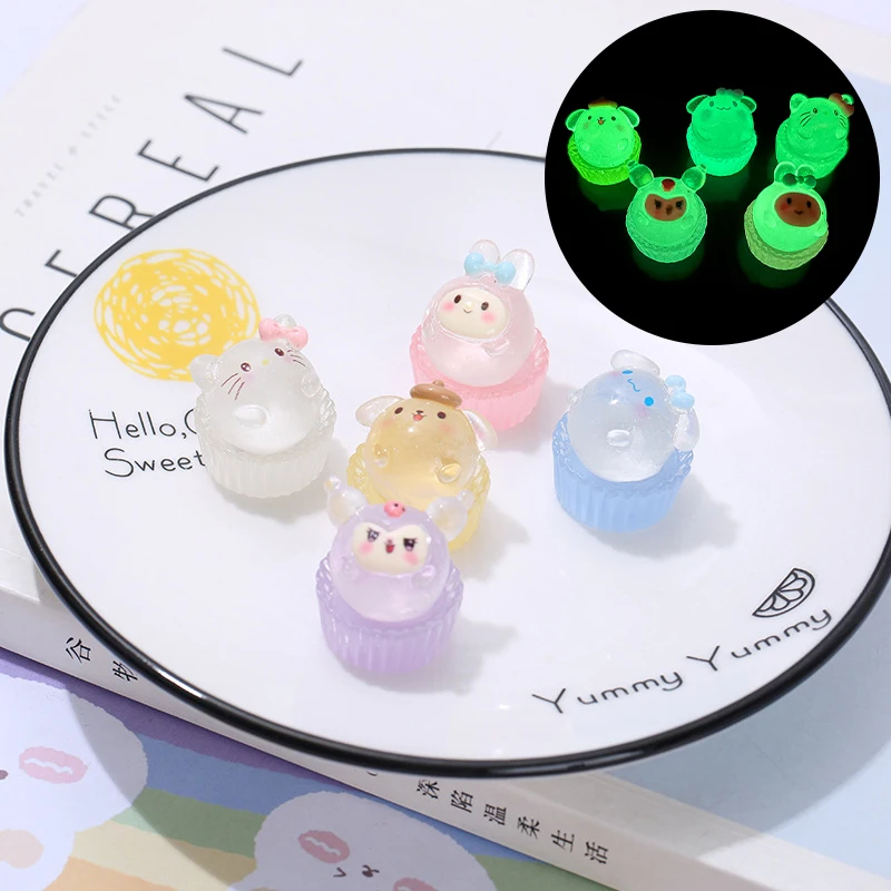 Luminous Mini Sanrio Microlandscape Miniature Hello Kitty Figurines Fairy Garden Accessories Home Decor Glow In The Dark