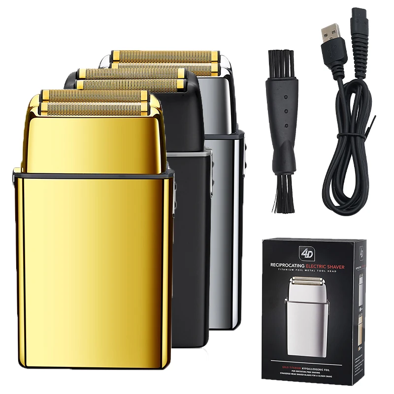 Fast Charging New Reciprocating Low Noise Operating Full Metal High Speed Motor Slim Gold Mesh Men's Electric Shaver