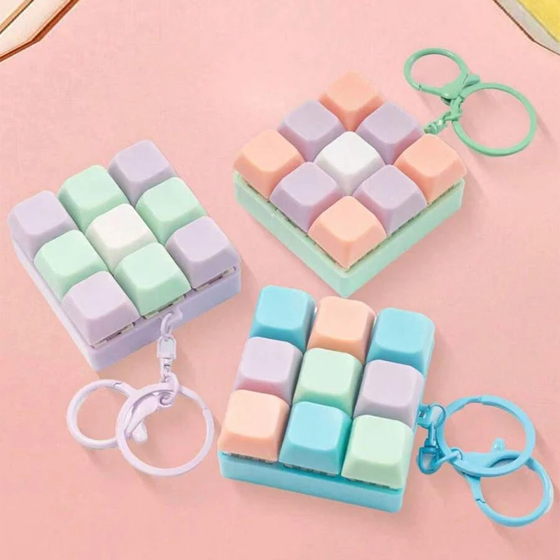 Fidget Decompression 9 Keyboard Key Toy For Adults Antistress Toys Boys Girls Anti Stress Finger Keyboard Games Keychain