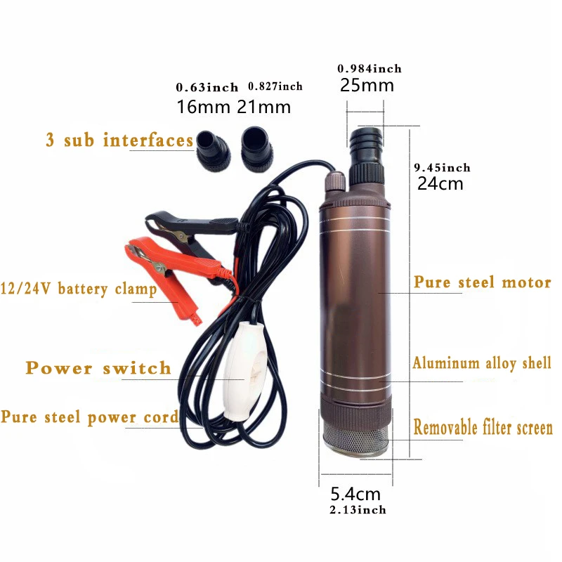 40L/min12V/24V Small Portable DC Submersible Electric Pump For Diesel Fuel Delivery Water Plastic Simple Oil Gun Tubing