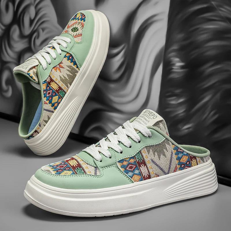 

Men's thick-sole half-slippers summer new soft-sole non-slip outdoor comfort casual flat shoes fashion male mesh sports sandals