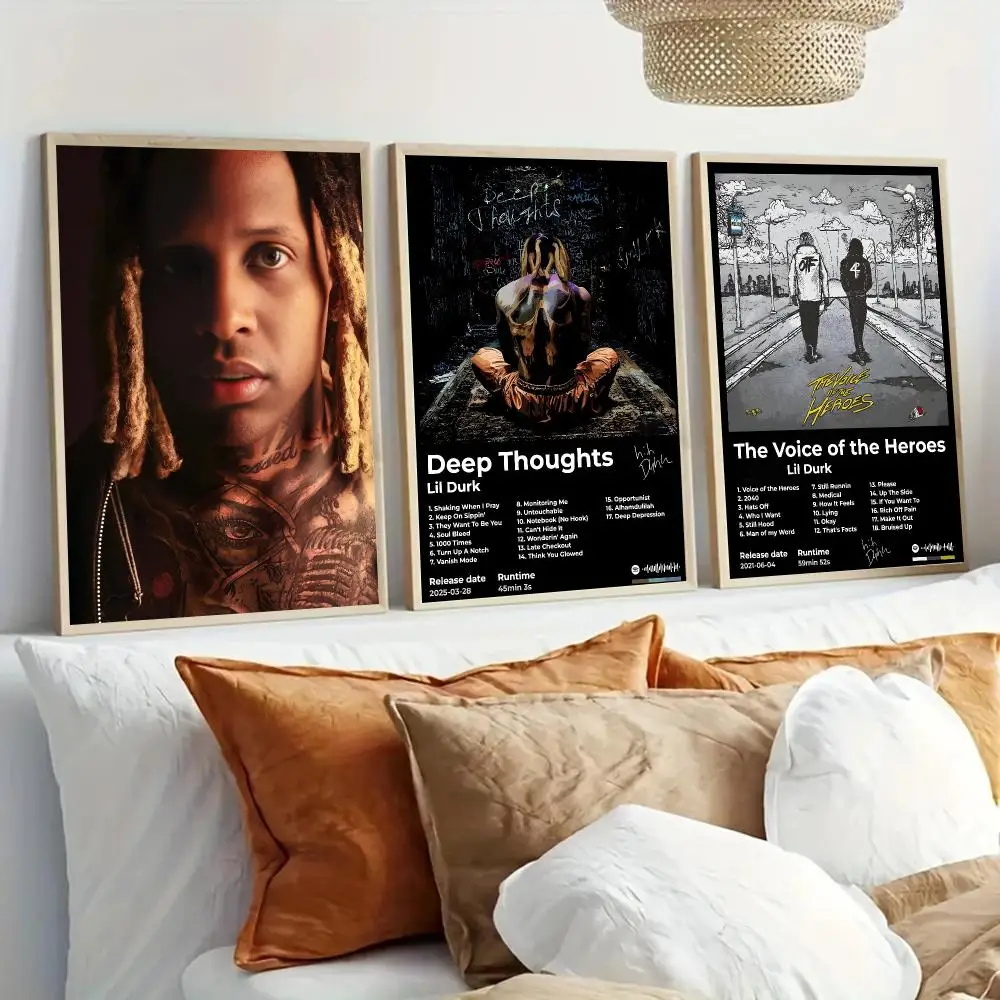 Rapper SInger L-Lil Durk Poster Modern Home Living Bedroom Bar Hallway Waterproof Wall Art Aesthetic Decor