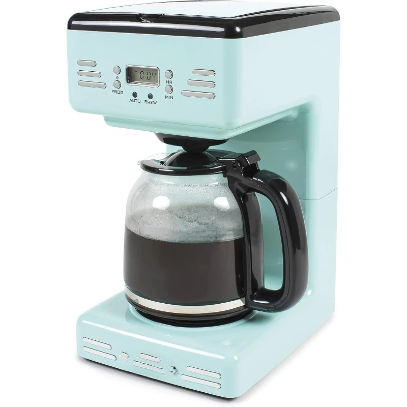 

Retro 12-Cup Programmable Coffee Maker With LED Display, Automatic Shut-Off & Keep Warm, Pause-And-Serve Function, Aqua