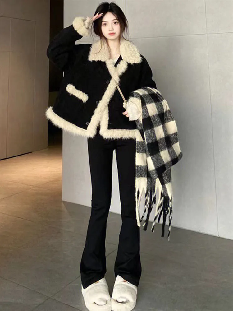 

Женская утепленная куртка из овечьей шерсти Bla Lamb Fur Jaet, короткое хлопковое пальто, маленький размер, легкий вельвет, весна-осень