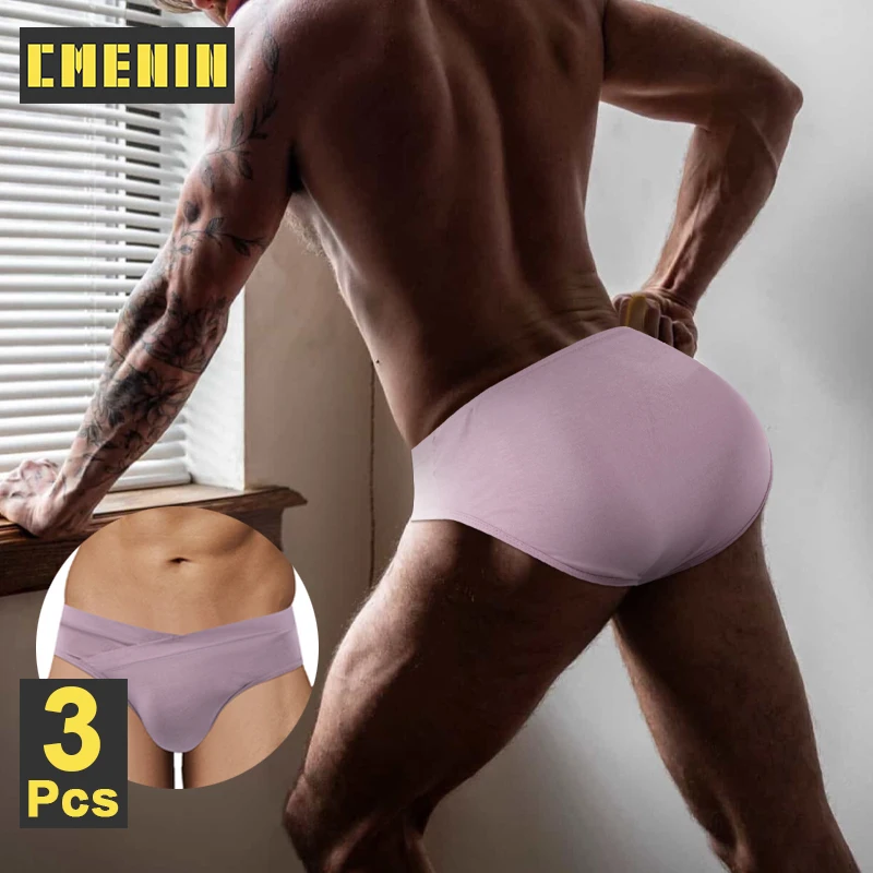 

Мужские трусы CMENIN, 3 шт., из модала, дышащие, сексуальные, с низкой посадкой, для геев, бикини, мягкие, мужские трусы-брифы
