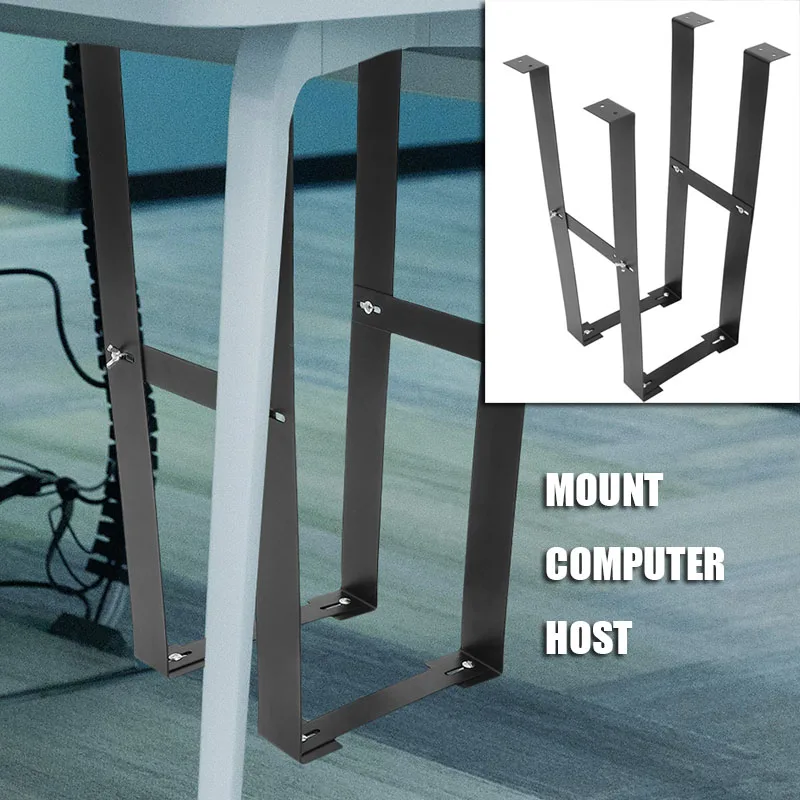 Nice Mount Computer Host Rack Tower Stand Desktop Computers Adjustable Black Carbon Steel Mount Tower Desktop For Bracket Under