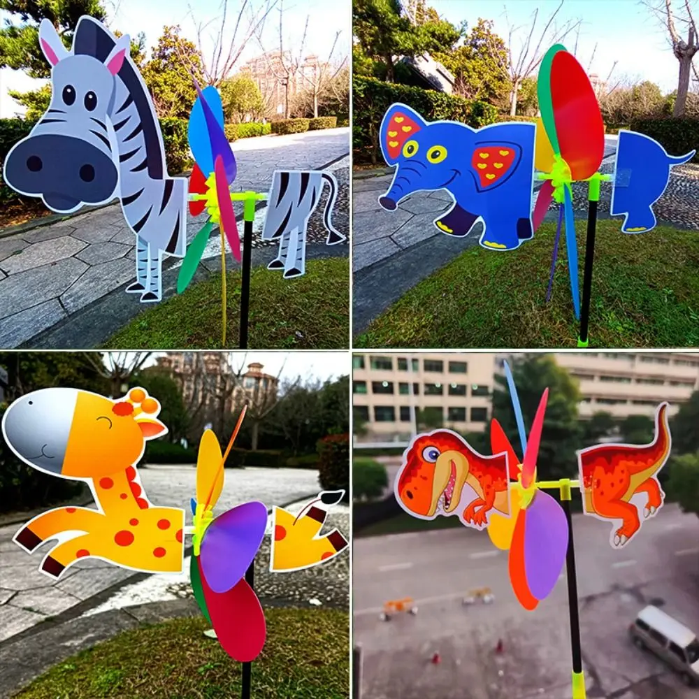 Novo colorido dos desenhos animados moinho de vento plástico tridimensional girador vento dos desenhos animados crianças brinquedos jardim quintal decoração